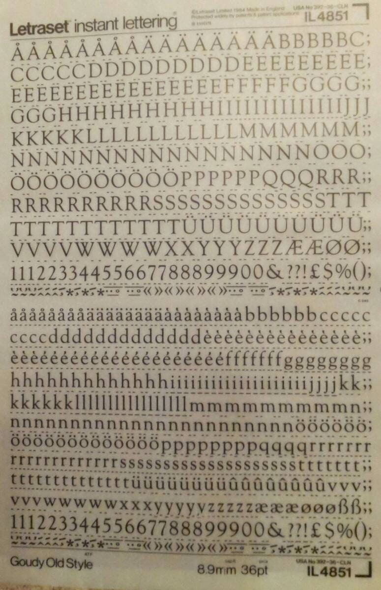 Goudy Old Style Letraset Instant Rub On Letter Transfers Etsy