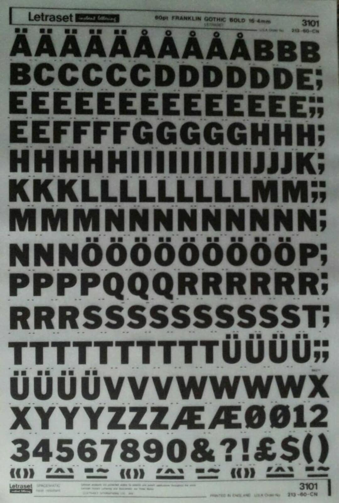 FRANKLIN GOTHIC BOLD Letraset Instant Dry Rub on Letter Etsy