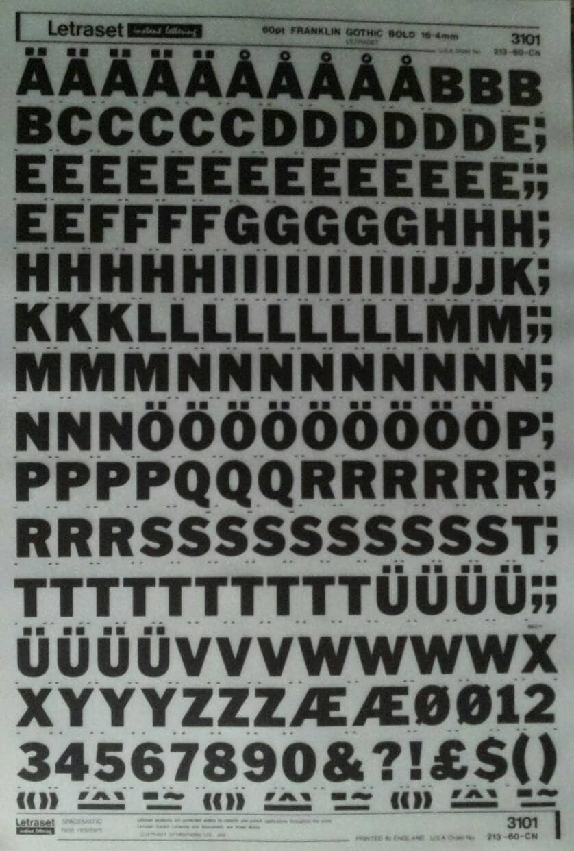 FRANKLIN GOTHIC BOLD Letraset Instant Dry Rub on Letter Etsy