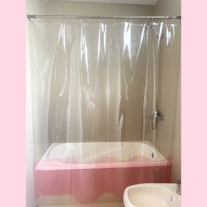 Clear bicolor high quality shower curtain with metal eyelets