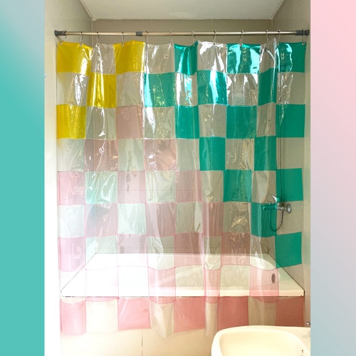 Clear Bicolor High Quality Shower Curtain With Metal Eyelets Etsy