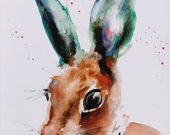 Watercolour hare