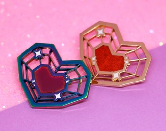 Rainbow Heart Container Enamel Pin - Gold or Anodized Metal