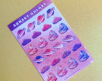 Sunset Galaxy Sticker Sheet - 24 stickers