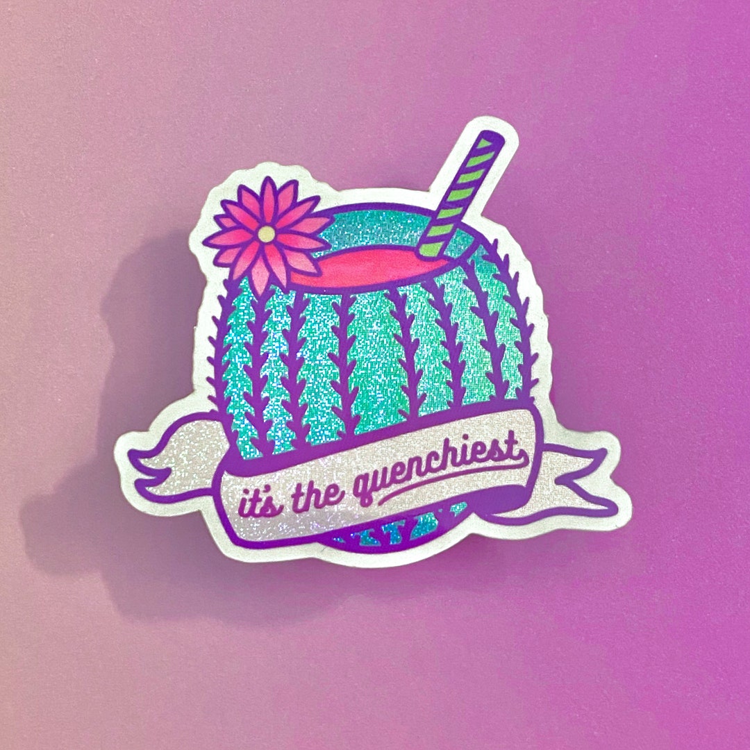Cactus Juice Holographic Glitter Vinyl Diecut Sticker Etsy