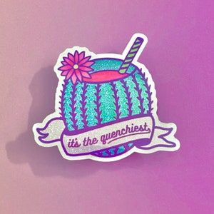 Cactus Juice Holographic Glitter Vinyl Die-Cut Sticker