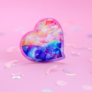 Galaxy Heart Acrylic Pin