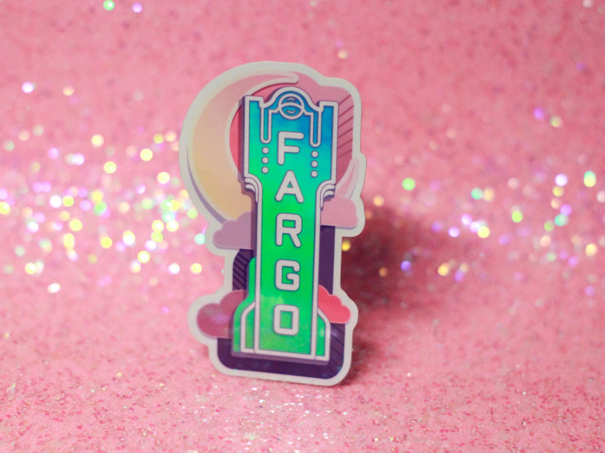 Dargo Country Sticker Fargo Sign Vinyl Sticker | Retro Neon Midwest Gift | Holographic or ...