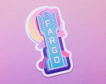 Downtown Fargo Sign Lofi Matte Vinyl Die-Cut Sticker