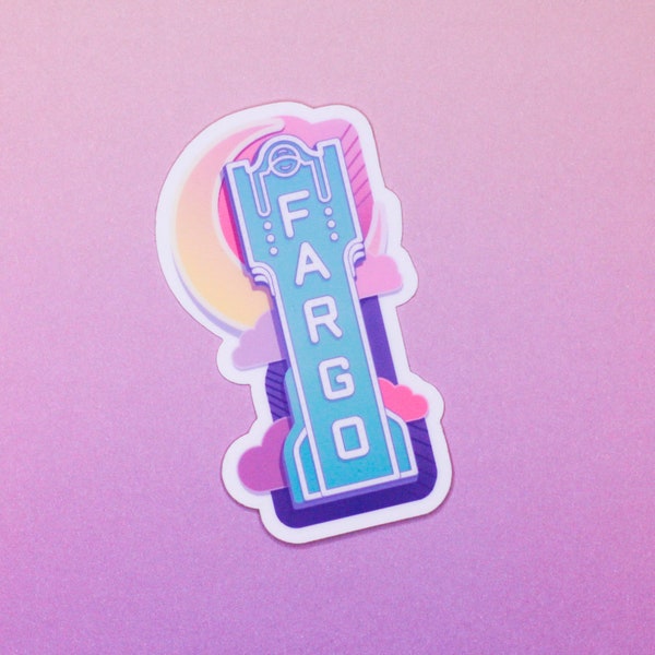 Downtown Fargo Sign Lofi Matte Vinyl Die-Cut Sticker