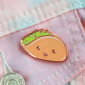Kawaii Taco Rose Gold Enamel Pin