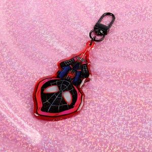 Spidey Boi Keychain | Spider Hero Acrylic Keychain | Comic Book-Inspired Accessories for Bags, Keys, & Backpacks | Superhero Gift