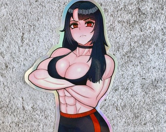 Anime Gym Girl Sticker | Holographic Waifu Decal