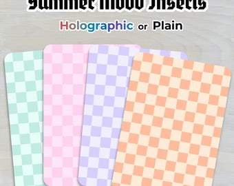 Summer Mood Pastel Checkered Kindle Inserts | Glossy Card Stock, Clear Case Accessory