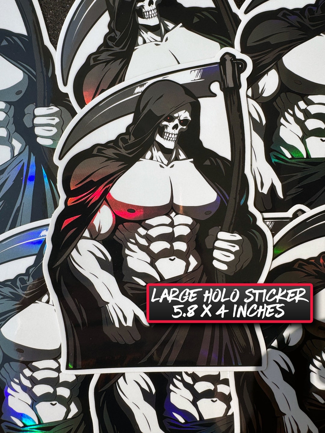 493 Reaper Sticker Grim Reaper Sticker, Anime Sticker, Gym Sticker, Buff Grim Reaper - Etsy