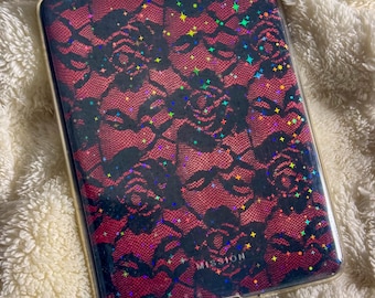 Kindle Insert | Red Gothic Rose Fishnet Dark Romance Lace Pattern