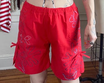 Handmade Red Painted Shorts