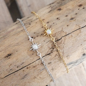 Pulsera minimalista de oro o plata fina, pulsera de estrella, pulsera de ópalo, pulsera fina, pulsera de novia, regalo de Navidad para mujeres o niñas
