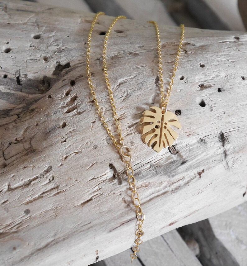 pendant philodendron leaf COGF04 Fine necklace in fine chain in gold-filled 14 carats Gift Christmas Valentine/'s Day woman