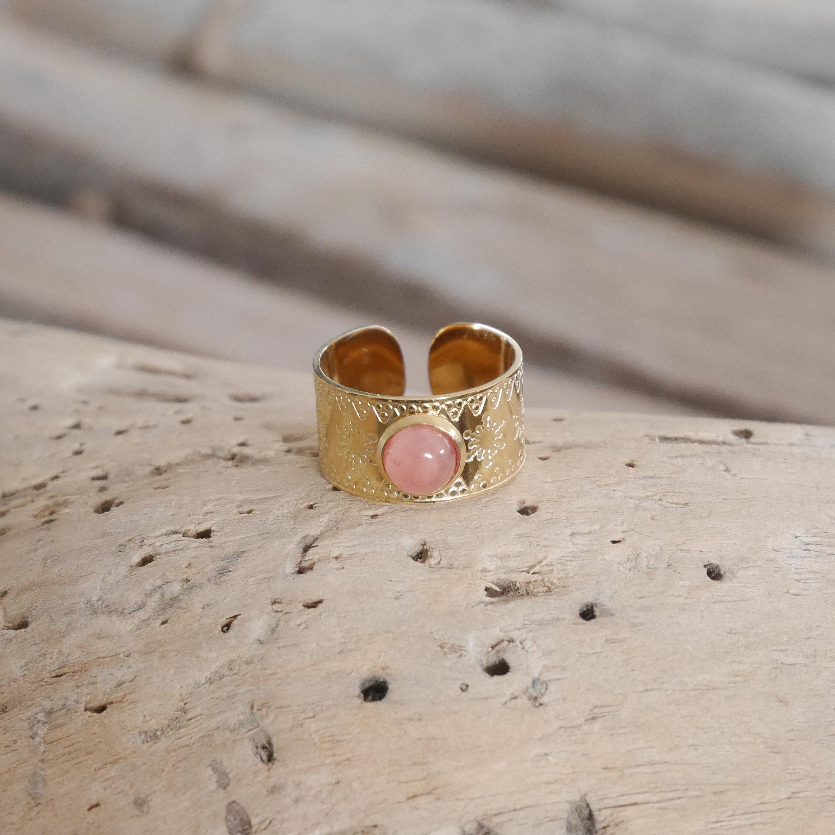 Bague Ajustable En Acier Inoxydable Doré - Ciselée, Style Jonc Large - Neuf Sans Emballage - Marque Accessorize