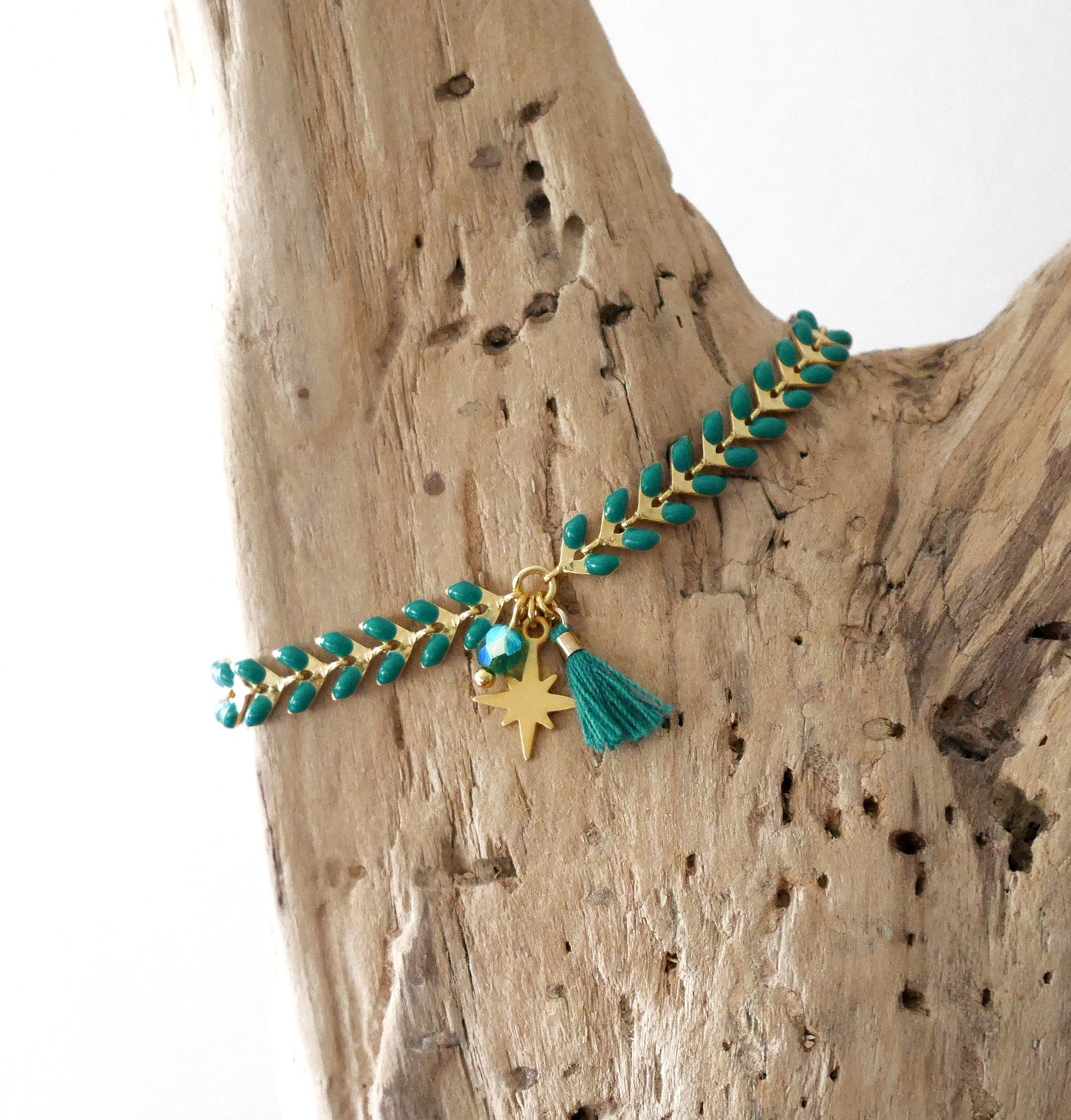 Duck Blue, Emerald Green or Mint Green Enameled Golden Ear