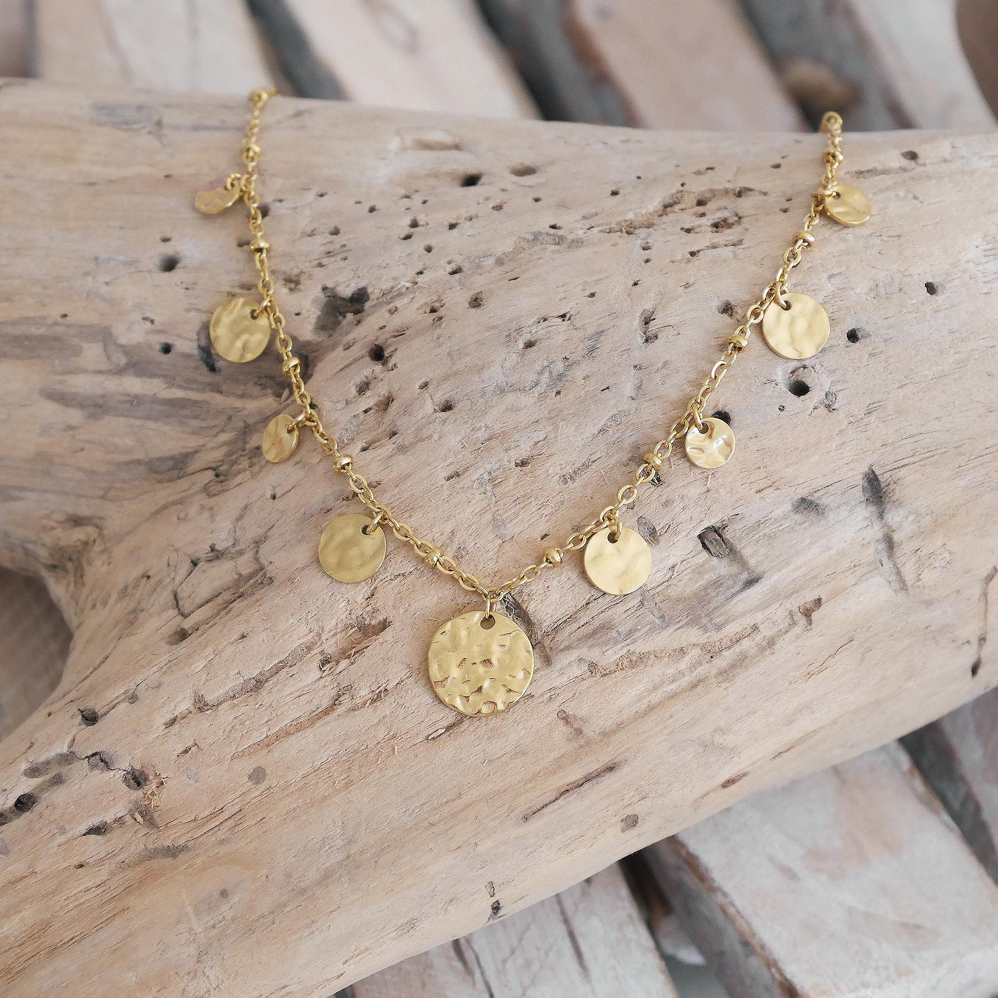 Collana Multistrato Con Ciondolo A Paillettes Per Donna - Colore Argento, Catena 45/50 Cm