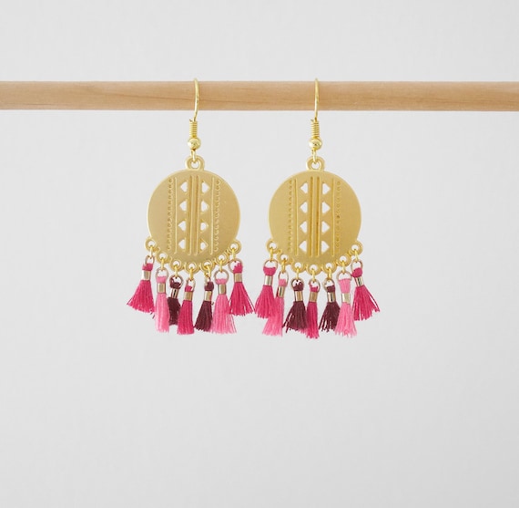 Fuchsia Aztec Earrings Fuchsia Aztec Earrings