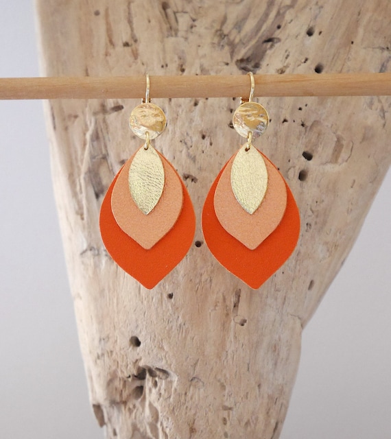 Leather drop earrings deals