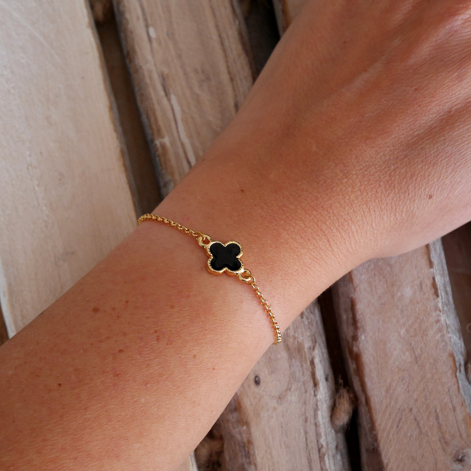 Minimalist Fine Gold Chain Bracelet. Turquoise, Black, White, Pink