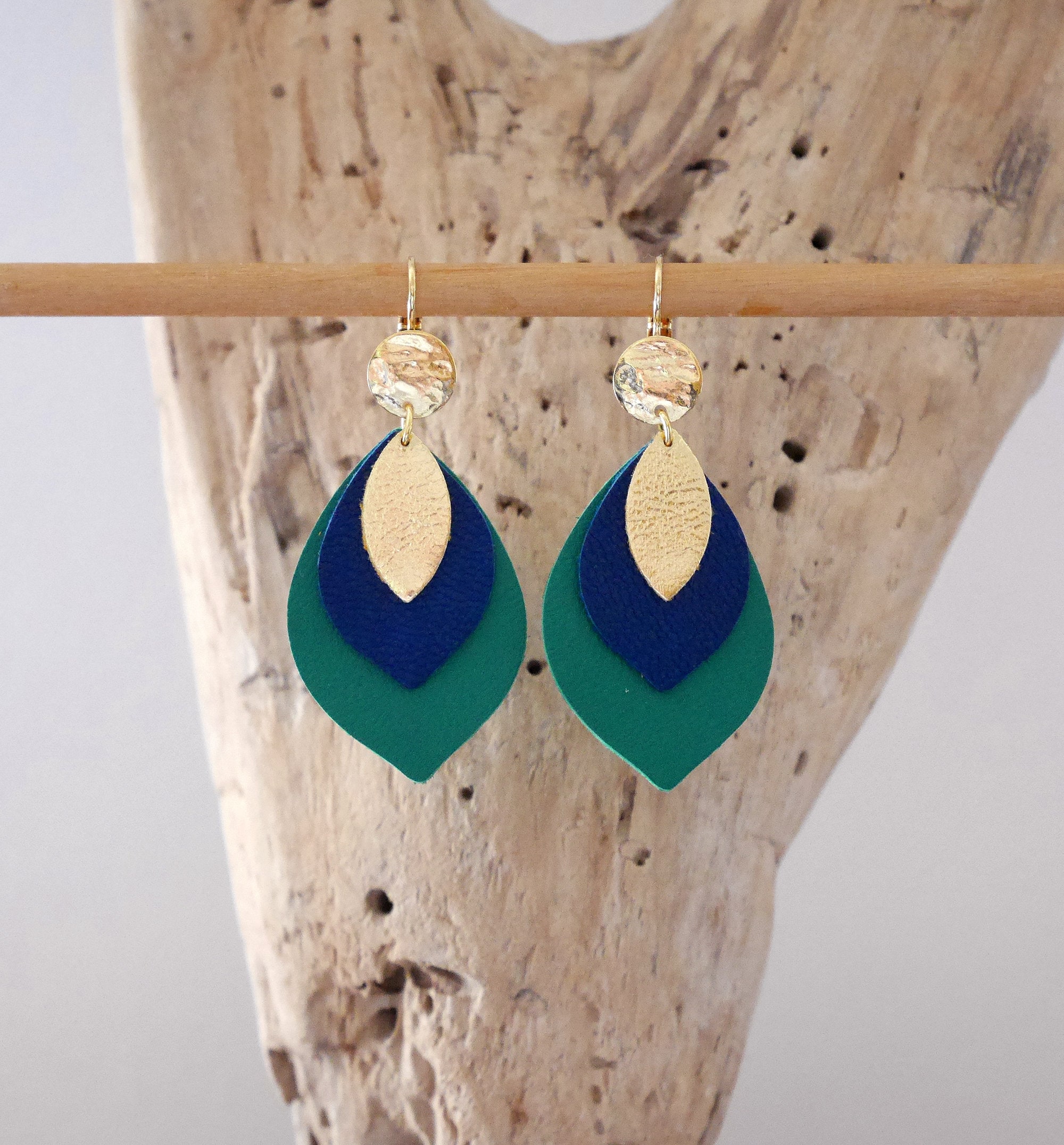 Moon & Sun Leather Earrings For Women - Handmade Dangle Drop Earrings, Lightweight & Hypoallergenic