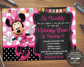 minnie mouse birthday invitation etsy