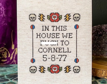 Grateful Hippie Jamband Cornell ‘77 Cross Stitch Paper Art Print