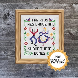 Shake Their Bones, Throwing Stones Grateful Cross Stitch Pattern ~ PDF Pattern