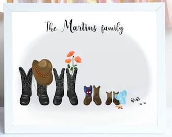 S1208 Barn Name Boots /& Spurs Family Farm Sign with Tractor and Cowboy Boots