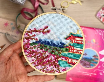 Mount Fuji - cross stitch kit - landscape craft kit