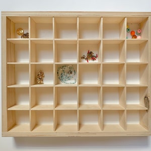 présentoir en bois, étagère de rangement à compartiments carrés, bijoux, cristaux, boîte de collection de bibelots minéraux