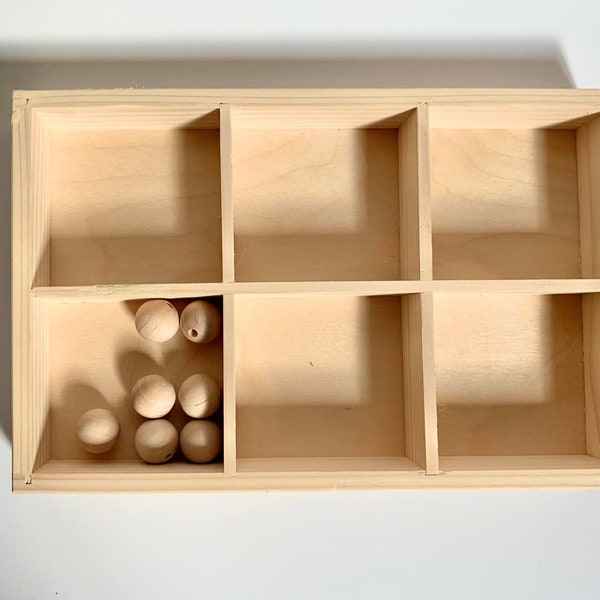 wooden display, 6 compartments spice rack, knick knack collection keepsake case, shelf, shadow box, organizer, children room ideas, sorting