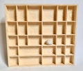 wooden display, 28 compartments spice rack, knick knack collection keepsake case, shelf, shadow box, organizer, children room ideas,