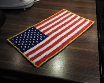 Flag of the United States of America (the star spangled banner) crochet pattern.