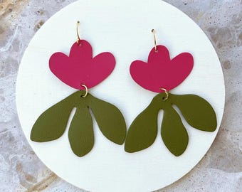 Floral Leather Earrings #12