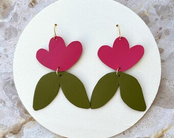 Floral Leather Earrings #21