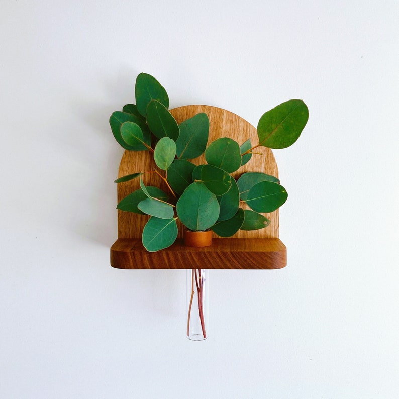 Arch Timber Wall Planter with Vase image 1