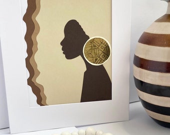 Black Girl Magic Art, Afro Boho Silhouette, Minimalist Black Woman Art, Feminine Home Decor Gift
