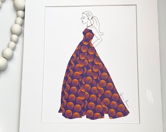 Minimalist Fashion Illustration Wall Art | Fashion Girl Drawing | Preppy Room Decor | Girly Apartment