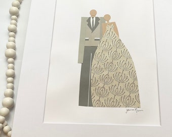 Original Paper Art, Couple Portrait, Couples Portrait, Sentimental Gift, 1 year anniversary gift for husband, 1st anniversary gift for wife