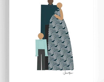 Expecting parents gift, expecting mom gift, Family Portrait, Sentimental Gift, gifts for expecting parents, faceless portrait
