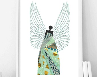 African American Angel Art, Black Culture wall art, Gift for black woman (Digital Download)