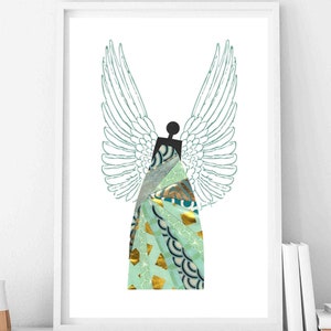Arte religiosa negra, arte cristã moderna, arte espiritual, arte da diversidade, arte de parede espiritual, anjo art déco, lojas de propriedade de negros, arte de ângulo