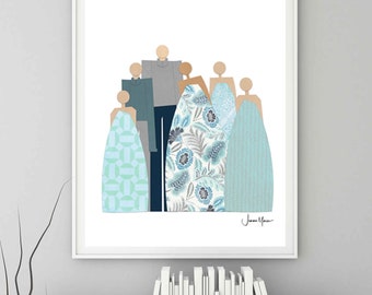 CUSTOM 6 PEOPLE, 1st Payment, 10 year anniversary gift for wife, 10 year anniversary gift for husband, 30th anniversary gift for husband
