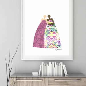 Famille LGBTQ, Cadeau pour femme, Cadeau pour un nouveau parent, Cadeau de dernière minute, Art queer, Famille biraciale, Multiracial, Diversité, Inclusion